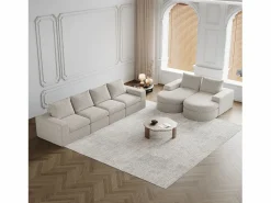 Hauss Spole Sofá esquinero modular de 6 plazas con chaise longue - Tejido chenilla - No requiere montaje