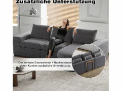 Hauss Spole Sofá esquinero modular de 6 plazas con chaise longue - Tejido chenilla - No requiere montaje