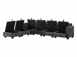 Discount Hauss Spole Sofá esquinero modular de 6 plazas con 6 compartimentos de almacenaje - Tejido chenilla Gris