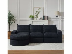 Clearance Sofá esquinero modular de 6 plazas con chaise longue - Tejido chenilla - No requiere montaje Sofá Modular