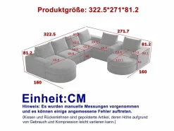 Clearance Sofá esquinero modular de 6 plazas con chaise longue - Tejido chenilla - No requiere montaje Sofá Modular