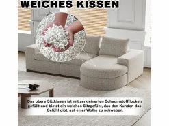 DripeX Sofá Esquinero Modular Reversible 6 Plazas, con 6 Cojines y Almohadas Cervicales, Tejido Chenilla, Salón DIY,