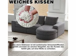 DripeX Sofá Esquinero Modular Reversible 6 Plazas, con 6 Cojines y Almohadas Cervicales, Tejido Chenilla, Salón DIY,
