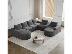 DripeX Sofá Esquinero Modular Reversible 6 Plazas, con 6 Cojines y Almohadas Cervicales, Tejido Chenilla, Salón DIY,
