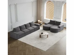 DripeX Sofá Esquinero Modular Reversible 6 Plazas, con 6 Cojines y Almohadas Cervicales, Tejido Chenilla, Salón DIY,