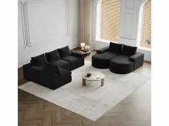 DripeX Sofá Esquinero Modular Reversible 6 Plazas, con 6 Cojines y Almohadas Cervicales, Tejido Chenilla, Salón DIY,
