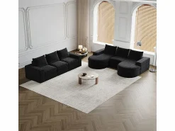 DripeX Sofá Esquinero Modular Reversible 6 Plazas, con 6 Cojines y Almohadas Cervicales, Tejido Chenilla, Salón DIY,