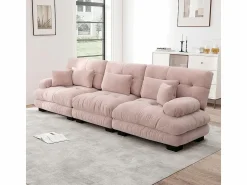 Best KOMHTOM Sofá esquinero, tres plazas, tela suave, tapizado, Rosa