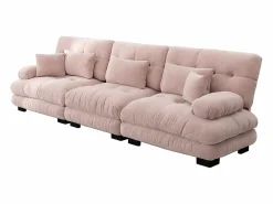 Best KOMHTOM Sofá esquinero, tres plazas, tela suave, tapizado, Rosa