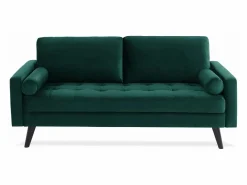Discount Sweeek Sofá estilo escandinavo de terciopelo con patas de madera, 3 plazas Verde