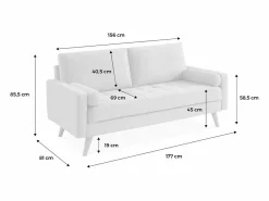 Discount Sweeek Sofá estilo escandinavo de terciopelo con patas de madera, 3 plazas Verde