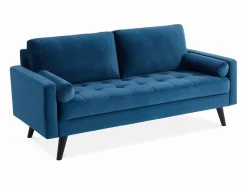 Sweeek Sofá estilo escandinavo de terciopelo con patas de madera, 3 plazas