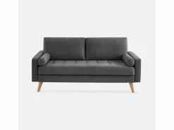 Outlet Sweeek Sofá estilo escandinavo en tela lisa, 3 plazas gris oscuro Gris antracita