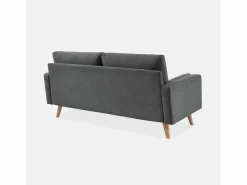 Outlet Sweeek Sofá estilo escandinavo en tela lisa, 3 plazas gris oscuro Gris antracita