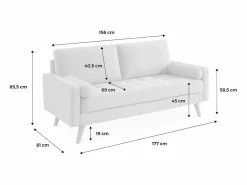 Outlet Sweeek Sofá estilo escandinavo en tela lisa, 3 plazas gris oscuro Gris antracita