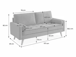 Outlet Sweeek Sofá estilo escandinavo en tela lisa, 3 plazas gris oscuro Gris antracita