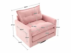 New Sofá individual giratorio de chenilla con reposabrazos y cojines, ideal para salón y dormitorio Sofá Relax