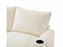 ModernLuxe Sofá moderno - 4 plazas - Reposapiés extraíble - Puertos USB - Compartimentos de almacenamiento + Portavasos -