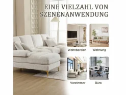 New Sofá moderno en forma de U - 272 x 136 x 88 cm - con 2 asientos reclinables para salón dormitorio - Chenilla - Sofá - 4 Plazas