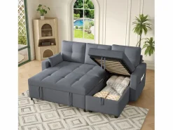 ModernLuxe Sofá moderno en L - Sofá cama modular - Función de cama - Con almacenamiento - Con portavasos -