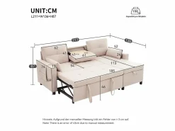 Sale Sofá moderno en L - Sofá cama modular - Función de cama - Con almacenamiento - Con portavasos - Sofá Modular