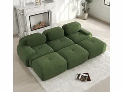 Clearance DripeX Sofá modular 3 plazas + 3 pouf - pana - con 3 cojines - densidad asiento 32kg/m³ - 298x178x70cm - Verde
