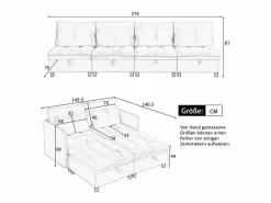 Outlet DripeX Sofá Modular 4 Plazas en Chenilla - con 8 Cojines y 4 Almacenamientos - Carga Máx. 500kg - 274x76x87cm - Gris