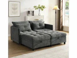 Outlet DripeX Sofá Modular 4 Plazas en Chenilla - con 8 Cojines y 4 Almacenamientos - Carga Máx. 500kg - 274x76x87cm - Gris