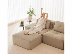 Outlet DripeX Sofá Modular 2 plazas en Pana con 2 cojines, sin montaje, 204x104x69cm, Beige
