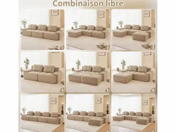 Outlet DripeX Sofá Modular 2 plazas en Pana con 2 cojines, sin montaje, 204x104x69cm, Beige