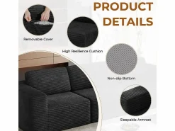 Sofá Modular 2 plazas en Pana, con 2 cojines, 202x101x82cm, Todos Los Sofás|Sofá Modular
