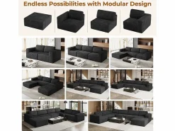 Sofá Modular 2 plazas en Pana, con 2 cojines, 202x101x82cm, Todos Los Sofás|Sofá Modular