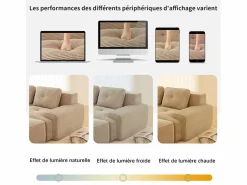 Best Sofá Modular 2 plazas en Pana, con otomana y 2 cojines, 204x177x69cm, Sofás Club