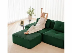 Sale DripeX Sofá Modular 2 plazas en Pana con 2 cojines, sin montaje, 204x104x69cm, Verde
