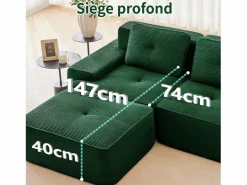 Sale DripeX Sofá Modular 2 plazas en Pana con 2 cojines, sin montaje, 204x104x69cm, Verde