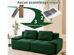 Sale DripeX Sofá Modular 2 plazas en Pana con 2 cojines, sin montaje, 204x104x69cm, Verde