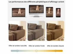 Online Sofá Modular 2 plazas en Pana, con otomana y 2 cojines, 204x177x69cm, Marrón Sofá Modular|Sofás Club