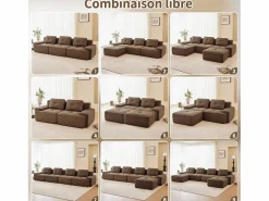 Online Sofá Modular 2 plazas en Pana, con otomana y 2 cojines, 204x177x69cm, Marrón Sofá Modular|Sofás Club