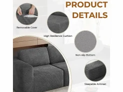 Clearance Sofá Modular 2 plazas en Pana, con 2 cojines, 202x101x82cm, Todos Los Sofás|Sofá Modular