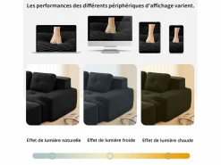 DripeX Sofá Modular 2 plazas en Pana, con otomana y 2 cojines, 204x177x69cm,
