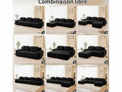 DripeX Sofá Modular 2 plazas en Pana, con otomana y 2 cojines, 204x177x69cm,