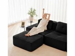 Best DripeX Sofá Modular 2 plazas en Pana con 2 cojines, sin montaje, 204x104x69cm, Negro