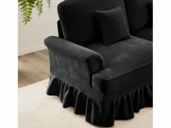 Sofá Modular 3 plazas Estilo Mid Century Falda removible Versátil Chenilla