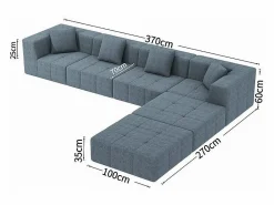 Discount Sofá modular 4 plazas ángulo tela - 4 orejeros y 2 pufs - - 370x200x60cm Sofás Club
