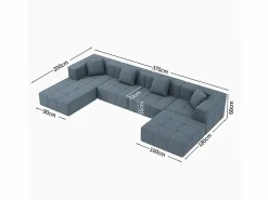 Discount Sofá modular 4 plazas ángulo tela - 4 orejeros y 2 pufs - - 370x200x60cm Sofás Club