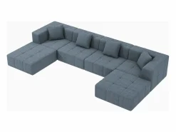 Discount Sofá modular 4 plazas ángulo tela - 4 orejeros y 2 pufs - - 370x200x60cm Sofás Club