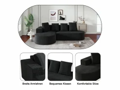 Discount Sofá modular con chaise longue en L, asiento profundo, relleno de espuma comprimida, Sofá Modular