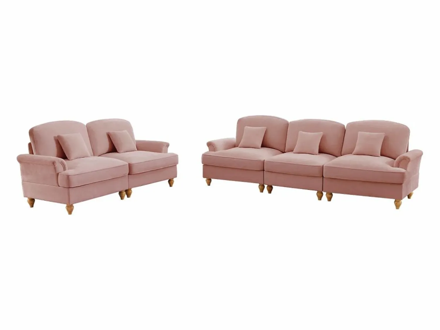 Hot Sofá modular convertible con puff incluido soporte lumbar cojín Chenille Rosa
