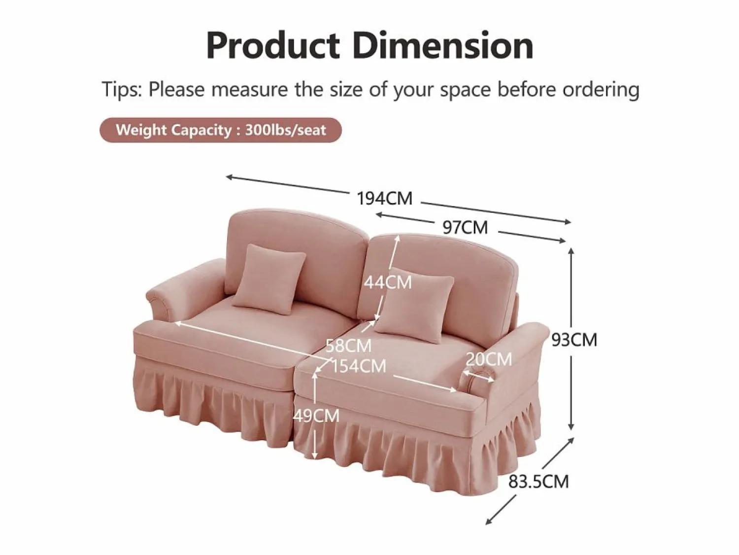 Hot Sofá modular convertible con puff incluido soporte lumbar cojín Chenille Rosa