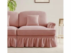 Hot Sofá modular convertible con puff incluido soporte lumbar cojín Chenille Rosa